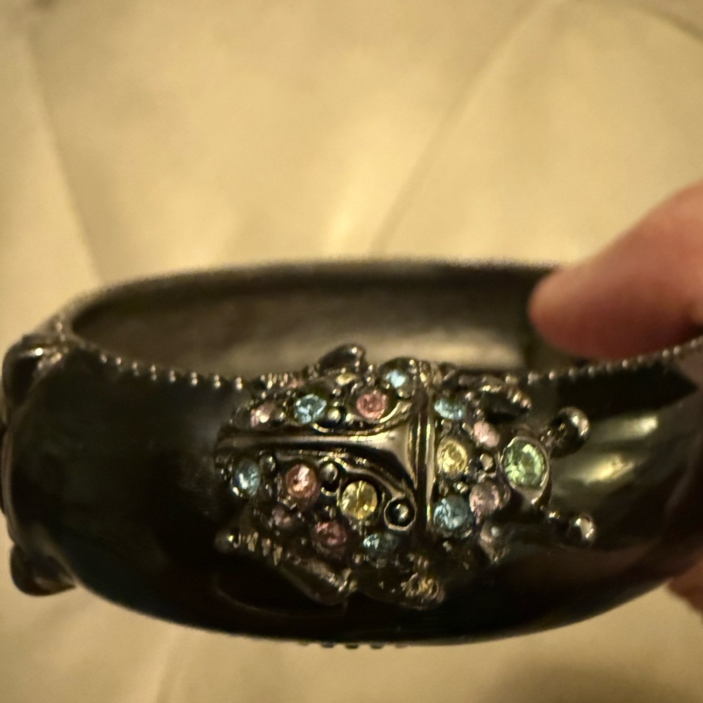 KJL Black Enamel Beetle Cuff